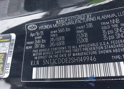 2025 Hyundai Santa Cruz Sel Activity from USA, damaged, VIN 5NTJCDDE2SH149946